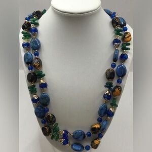 Elegant Blue and Green Beaded Necklace